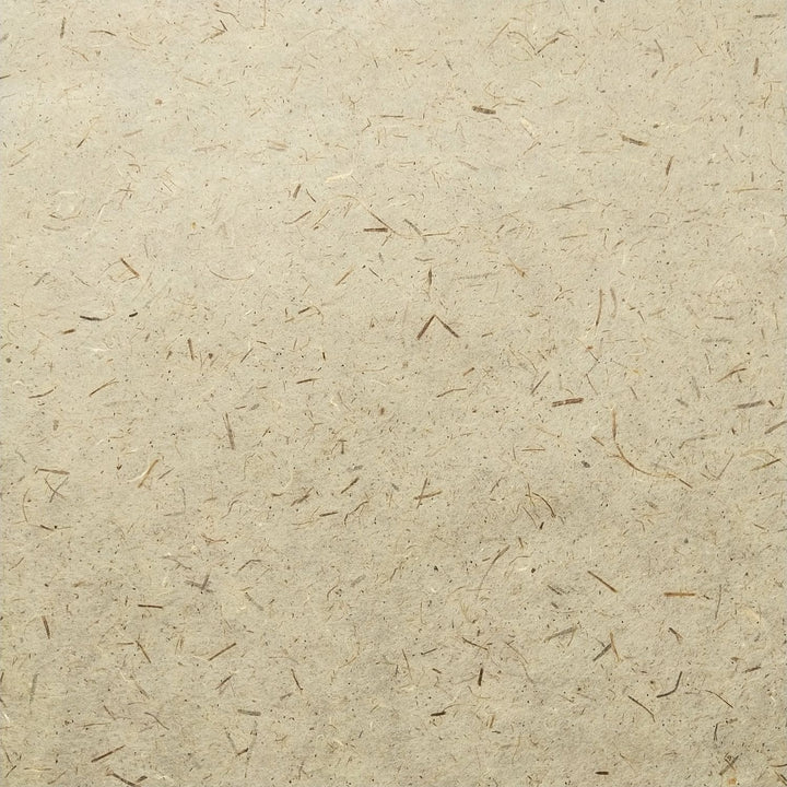 Eco-friendly handmade paper from Kozo Studio with pine leaf details and a natural, slightly rough mulberry paper texture in a soft beige tone.