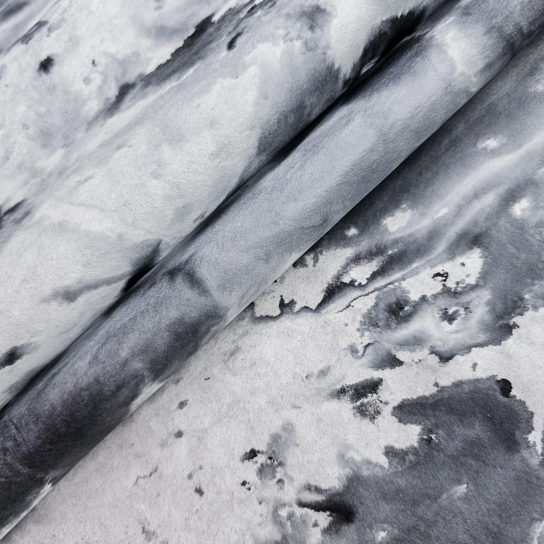Black and white ombre mulberry paper handmade by Kozo Studio, featuring hand-colored gradients ideal for scrapbooking, card making, and elegant home décor.