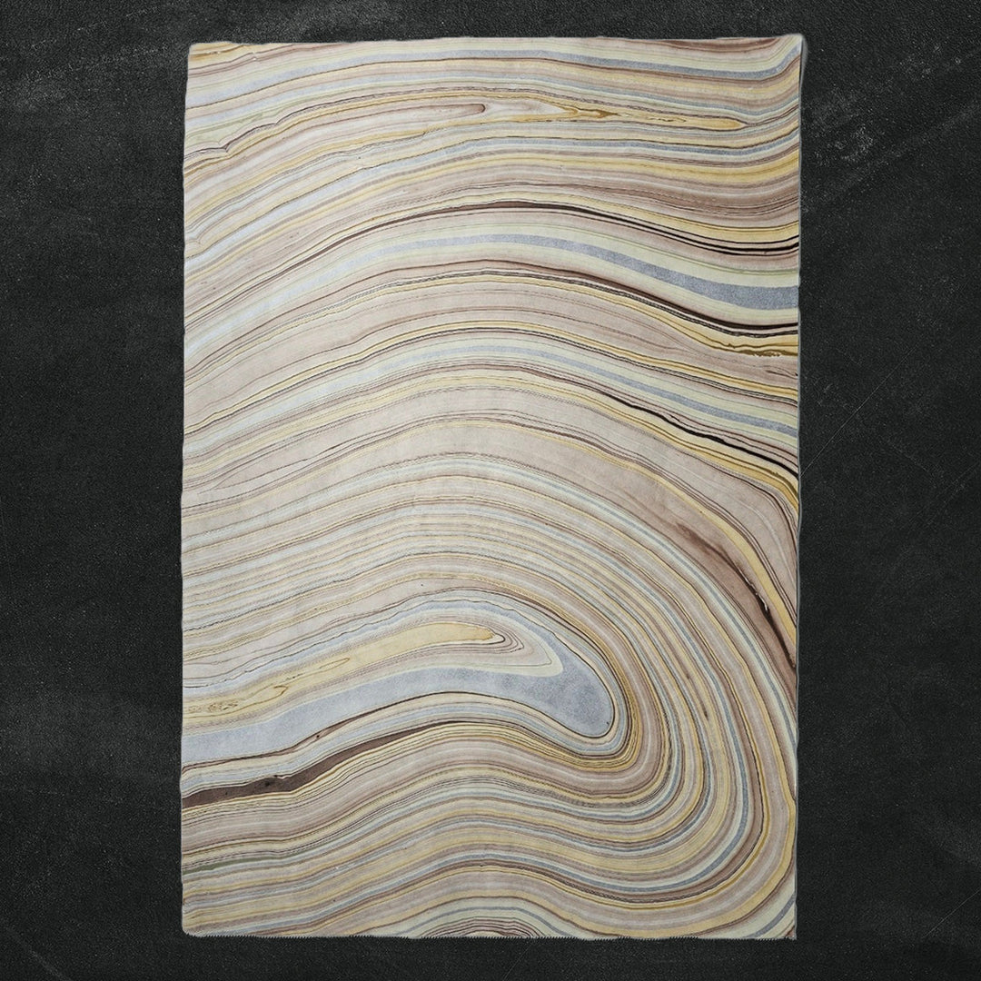 Elegant kozo studio marble paper design in neutral tones, made from fine mulberry paper with floating ink technique for a one-of-a-kind handmade finish.