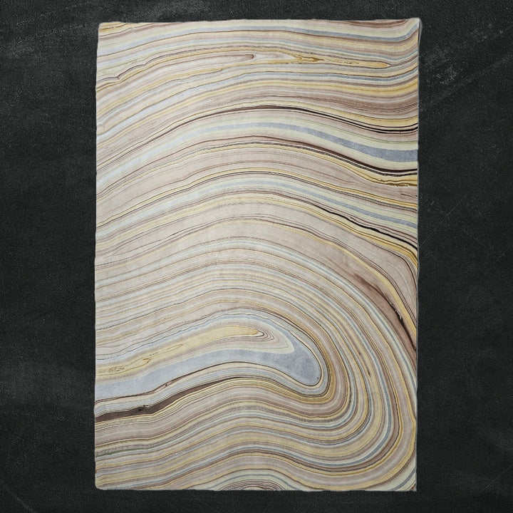 Elegant kozo studio marble paper design in neutral tones, made from fine mulberry paper with floating ink technique for a one-of-a-kind handmade finish.