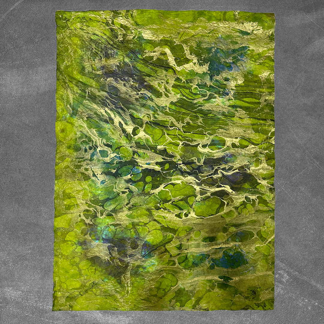 Design 5 of the Milano Kozo Paper by Kozo Studio showcases a unique marbled pattern on layered handmade mulberry paper with soft, fabric-like texture.