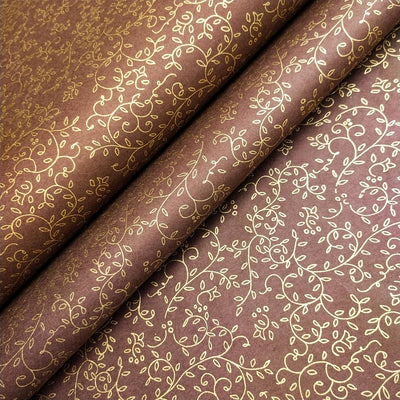Grapevine Screen-printed Kozo Mulberry Paper Brown