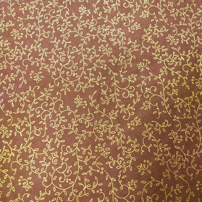 Grapevine Screen-printed Kozo Mulberry Paper Brown