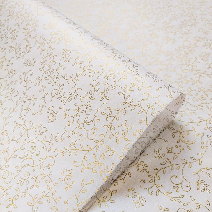 Grapevine design screen-printed on white mulberry paper by Kozo Studio, highlighting the intricate leaf and vine motifs of premium handmade paper.