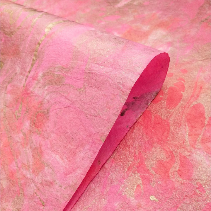 Artistic view of mulberry paper in Milano Kozo Paper Design 4 by Kozo Studio, presenting oil-based marbling on handmade paper with a luxurious, fabric-like finish.