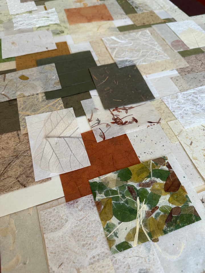 Kozo Studio Garden Grove mulberry paper set including rice and handmade papers in soft, natural tones.