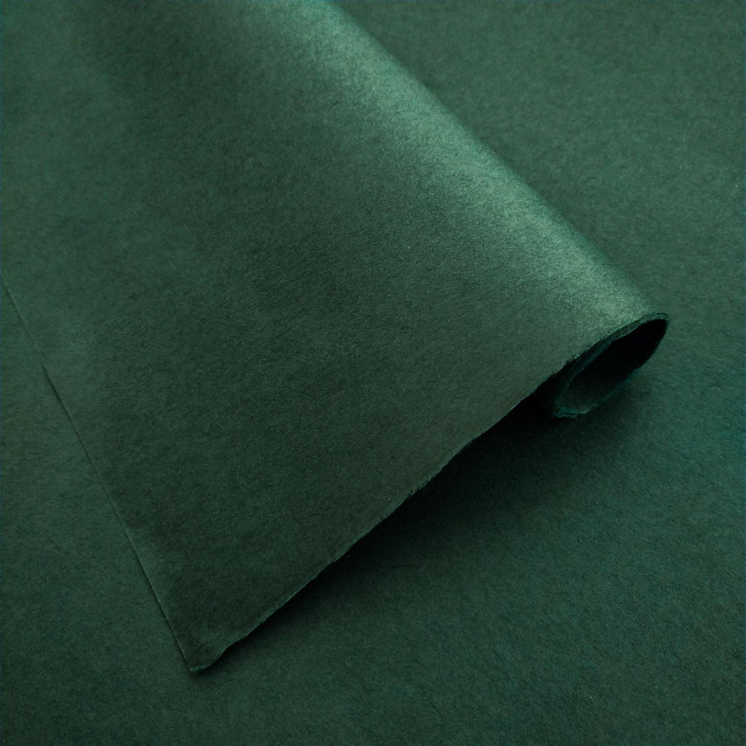 Amazon Green Kozo Studio handmade paper featuring a smooth mulberry paper surface with gentle, even lighting.