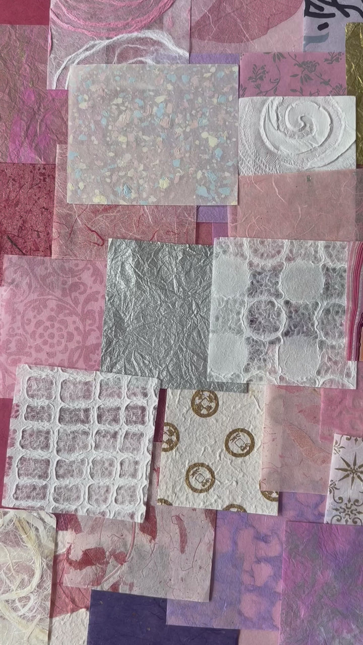 This 100-piece mulberry paper scrap pack is a true treasure trove of creativity, featuring an exquisite selection of unique designs. Each piece in this collection is completely distinct, carefully curated, and available in various sizes to inspire your artistic vision.
