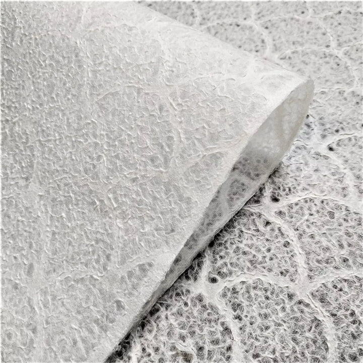 Elegant handmade paper with wave design crafted by Kozo Studio, made from mulberry paper known for its delicate translucency and texture.