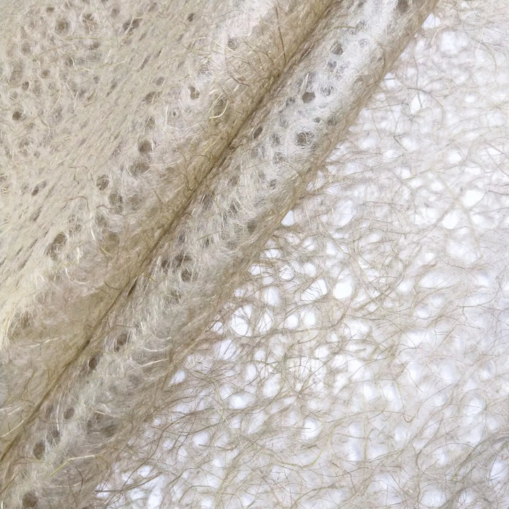 AsarakuTextured handmade paper made from mulberry fibers by Kozo Studio, displaying brown Asarakusui Lace Paper with translucent, natural web-like details.sui Lace Paper (Brown)