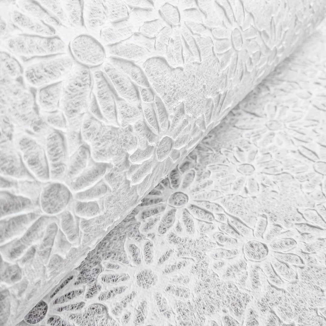 Handmade Embossed Lace Kozo Mulberry Paper (Daisy, White)