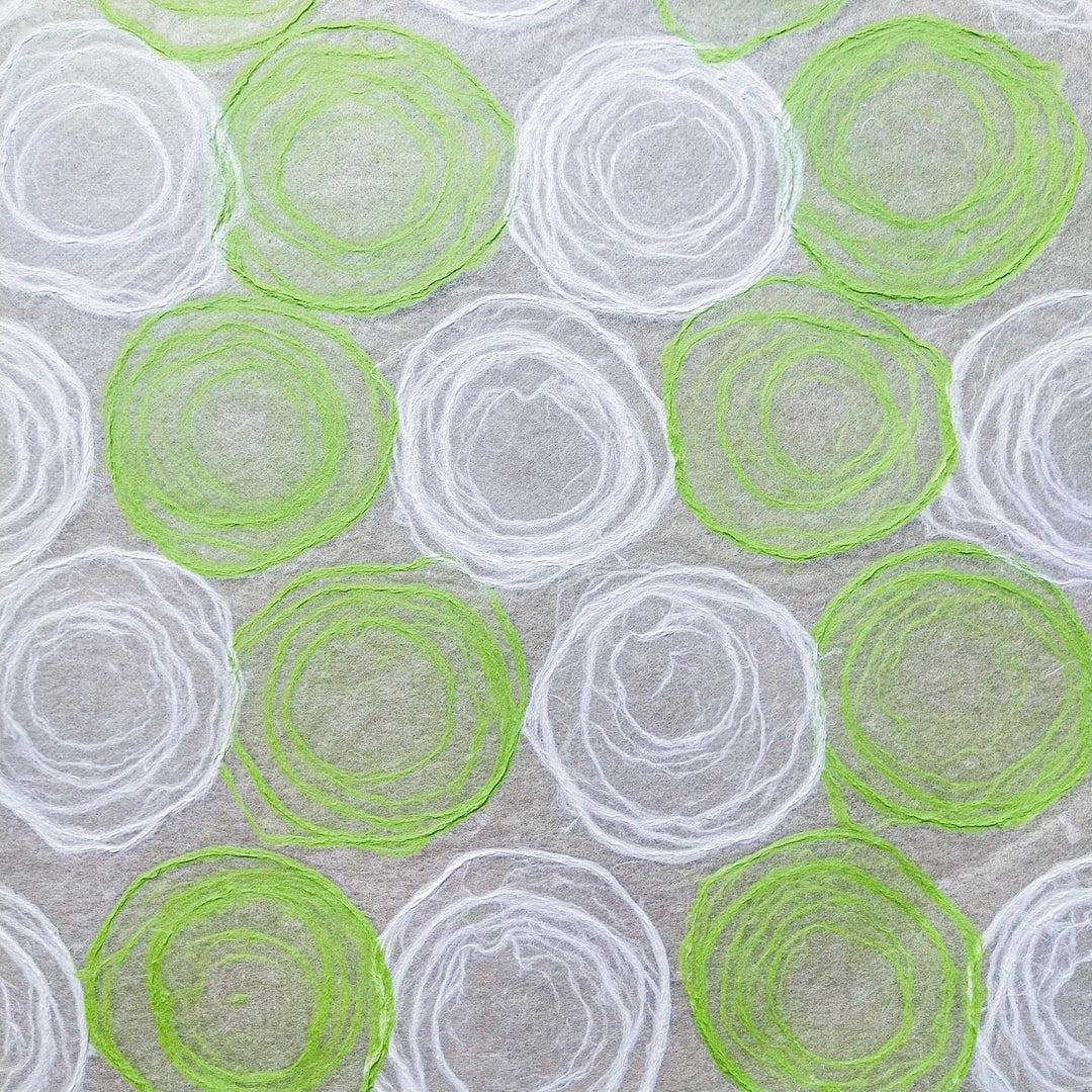 Handmade Rose Kozo Paper (Green and White) | Mulberry Paper