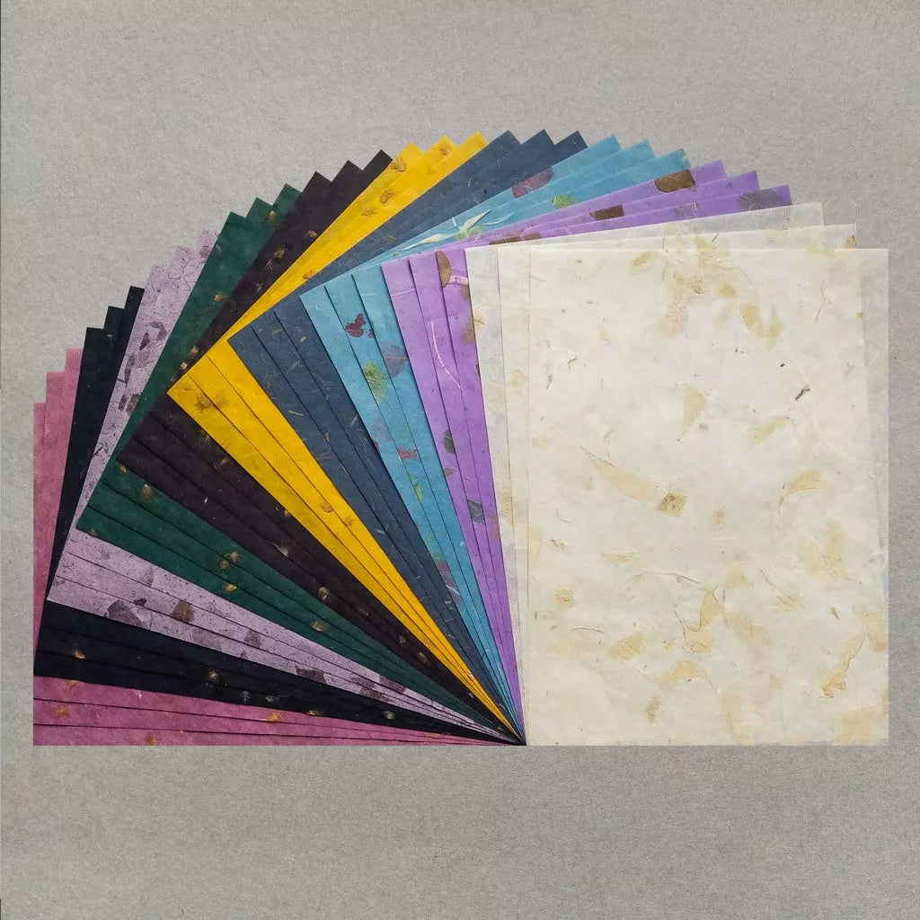 Assorted A4 Dried Leaves and Flowers Kozo Paper Set 30 Sheets